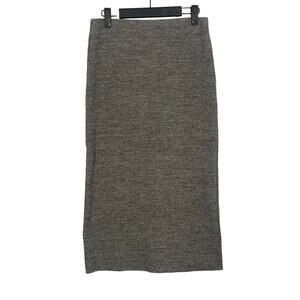 ZARA Soft Casual High Waist Cotton Pullon Midi Pencil Skirt Stretchy Grey #3422
